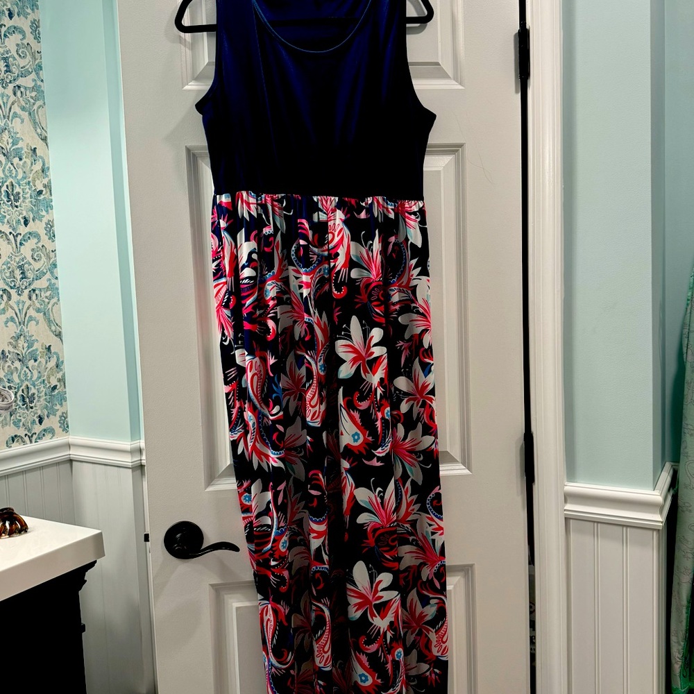 Navy and Pink Stretchy Maxi